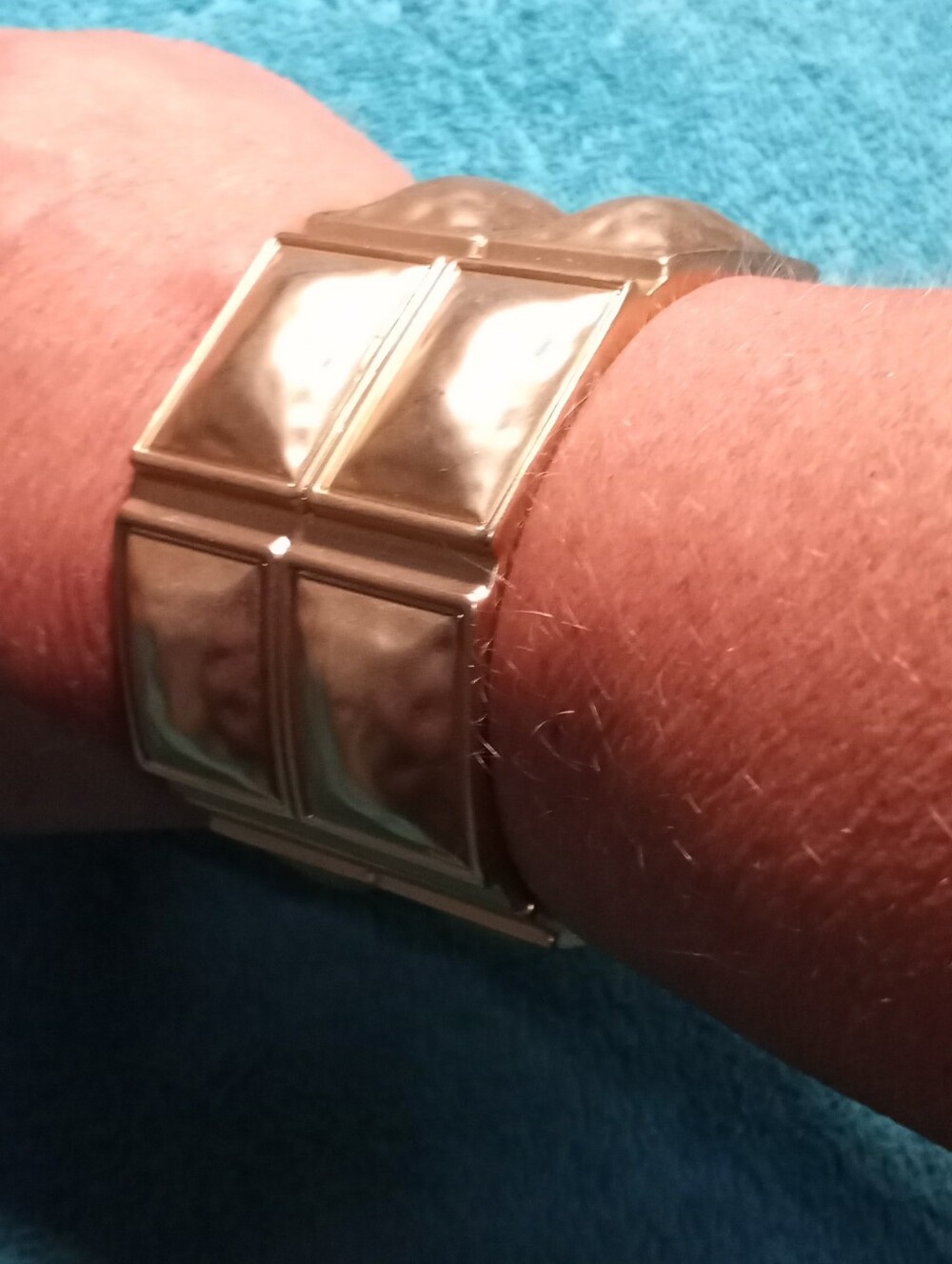 Gold Toned Hinged Cuff Bracelet Wide Large - Gold
